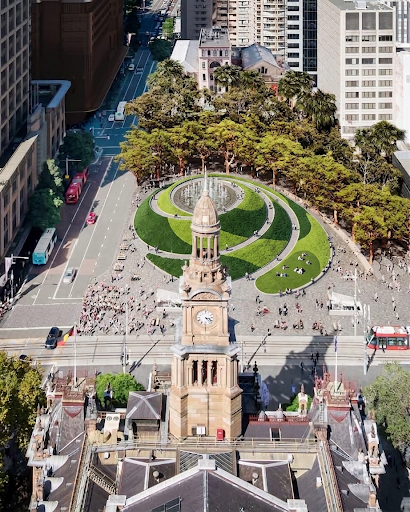 Town Hall Plaza - aerial overview
